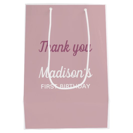 ワイルドワンパーソナライズされたファースト誕生日 ミディアムペーパーバッグ (裏面)