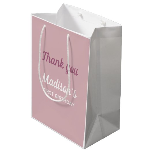 ワイルドワンパーソナライズされたファースト誕生日 ミディアムペーパーバッグ (裏面アングル)