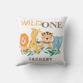 ワイルドワンパーソナライズされた第1の第1の誕生日ベビー クッション (裏面)