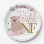 ワイルドワンパーソナライズされた誕生日ガール ペーパープレート (正面)