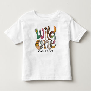 ワイルドワンパーソナライズされた1歳の誕生日ジャングルベビー トドラーTシャツ