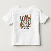 ワイルドワンパーソナライズされた1歳の誕生日ジャングルベビー トドラーTシャツ (正面)