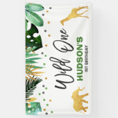 ワイルドワンパーティーバナージャングル動物パーティー 横断幕 (縦)