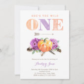 ワイルドワンパープルオレンジカボチャ1st誕生日パーティー 招待状 (正面)