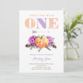 ワイルドワンパープルオレンジカボチャ1st誕生日パーティー 招待状 (スタンド正面)