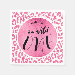 ワイルドワンヒョウのジャングルサファリ1歳の誕生日 スタンダードカクテルナプキン