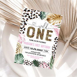 ワイルドワンヒョウ印刷ジャングル誕生日 招待状