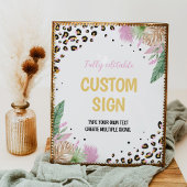 ワイルドワンヒョウ印刷バースデーパーティードテーブルの署名 ポスター