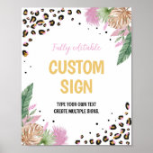 ワイルドワンヒョウ印刷バースデーパーティードテーブルの署名 ポスター (正面)