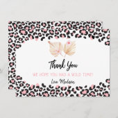 ワイルドワンヒョウ印刷ピンク金ゴールド誕生日 サンキューカード (正面/裏面)