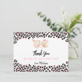 ワイルドワンヒョウ印刷ピンク金ゴールド誕生日 サンキューカード (スタンド正面)