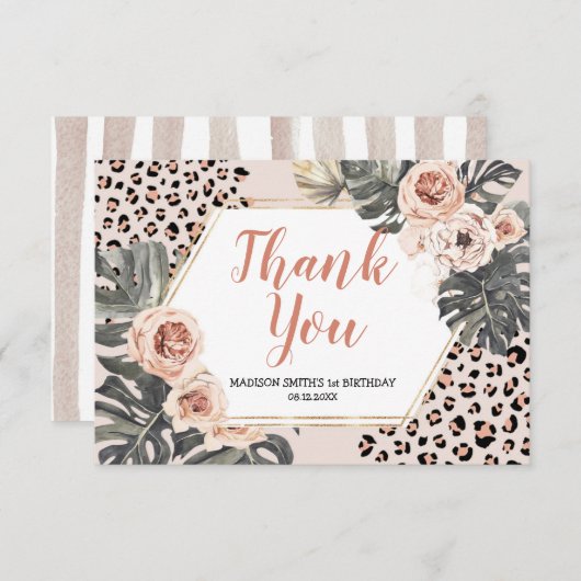 ワイルドワンヒョウ印刷誕生日サンキューカード サンキューカード (正面/裏面)