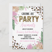 ワイルドワンヒョウ印刷1st誕生日招待状 招待状 (正面)