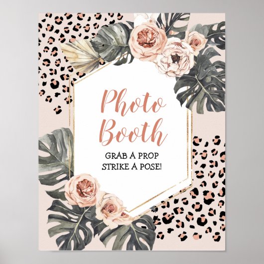 ワイルドワンヒョウ柄ガールズ誕生日フォトブース ポスター (正面)