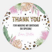 ワイルドワンヒョウ誕生日ベビーシャワークラス ラウンドシール (正面)