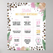 ワイルドワンヒョウ誕生日マイルストーンサイン ポスター (正面)