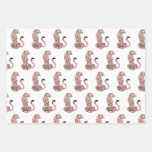 ワイルドワンピンクオレンジヒョウ印刷誕生日 ラッピングペーパーシート (正面)