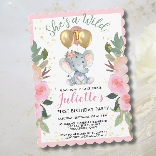 ワイルドワンピンクガールエレファントファースト誕生日 シーズンカード