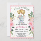 ワイルドワンピンクガールエレファントファースト誕生日 シーズンカード (正面)