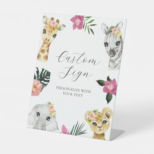 ワイルドワンピンクジャングルカスタム文字標識 台座サイン (正面)