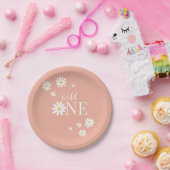 ワイルドワンピンクデイジー1日 ペーパープレート (パーティー)