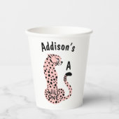 ワイルドワンピンクヒョウカスタム誕生日 紙コップ (正面)