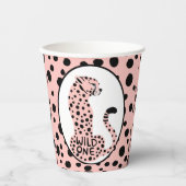 ワイルドワンピンクヒョウ第1誕生日紙カップ 紙コップ (正面)
