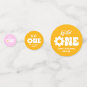 ワイルドワンピンクホワイトデイジーレトロ第1回誕生日 コンフェッティ (裏面)