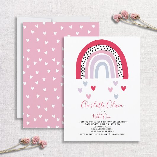 ワイルドワンピンクレインボーガールの誕生日パーティー 招待状