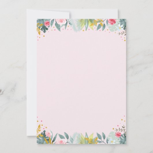 ワイルドワンピンク金ゴールドパーティー動物誕生日 招待状 (裏面)