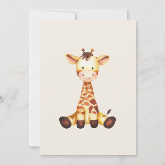 ワイルドワンファースト誕生日ウォーターカラーサファリ動物 招待状 (裏面)