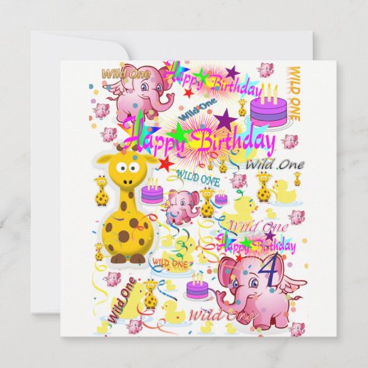 ワイルドワンファースト誕生日カード招待状 招待状 (正面)