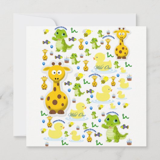 ワイルドワンファースト誕生日カード 招待状 (正面)