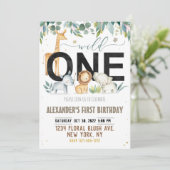 ワイルドワンファースト誕生日ジャングルアニマルズ誕生日 招待状 (スタンド正面)