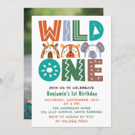 ワイルドワンファースト誕生日フォト招待状 招待状