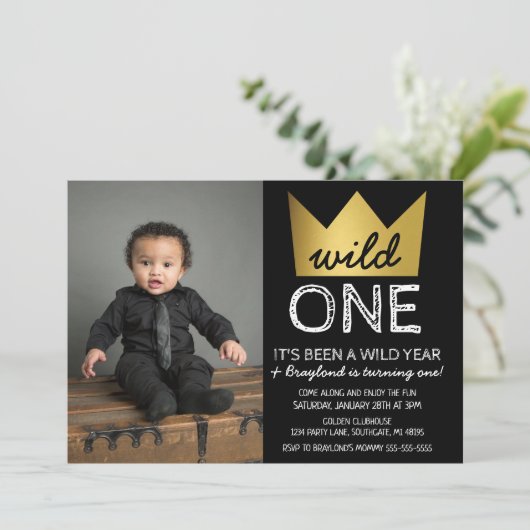 ワイルドワンファースト誕生日フォト招待状 招待状 (スタンド正面)