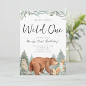 ワイルドワンファースト誕生日ベアパーティの招待状 招待状 (スタンド正面)