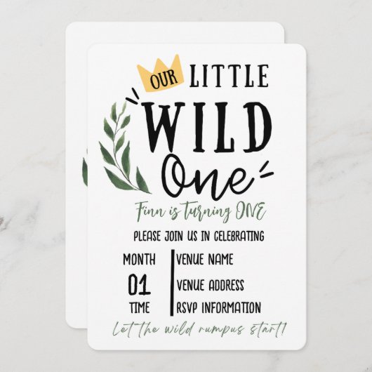 ワイルドワンファースト誕生日招待状 招待状 (正面/裏面)