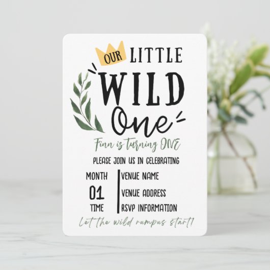 ワイルドワンファースト誕生日招待状 招待状 (スタンド正面)