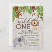 ワイルドワンファースト1歳の誕生日招待状ボーイ 招待状 (正面)