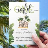 ワイルドワンファースト1stサファリ動物の誕生日パーティー 招待状