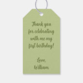 ワイルドワンフォトサファリジャングル葉スファースト誕生日 ギフトタグ (裏面)