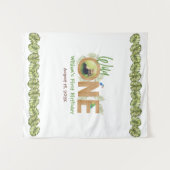 ワイルドワンフォトジャングル葉の1st Birthday Backdrop タペストリー (正面(横))