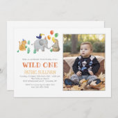 ワイルドワンフォトバースデーパーティー 招待状 (正面/裏面)