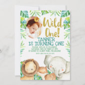 ワイルドワンフォト誕生日招待状サファリ 招待状 (正面)