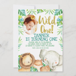 ワイルドワンフォト誕生日招待状サファリ 招待状