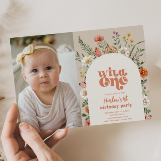 ワイルドワンフォト誕生日招待状 |ワイルドフラワー 招待状