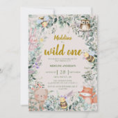 ワイルドワンフォレスト動物1st誕生日招待状 招待状 (正面)