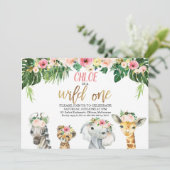 ワイルドワンフローラの葉サファリアニマルズ誕生日 招待状 (スタンド正面)