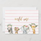 ワイルドワンフローラの葉サファリアニマルズ誕生日 招待状 (裏面)